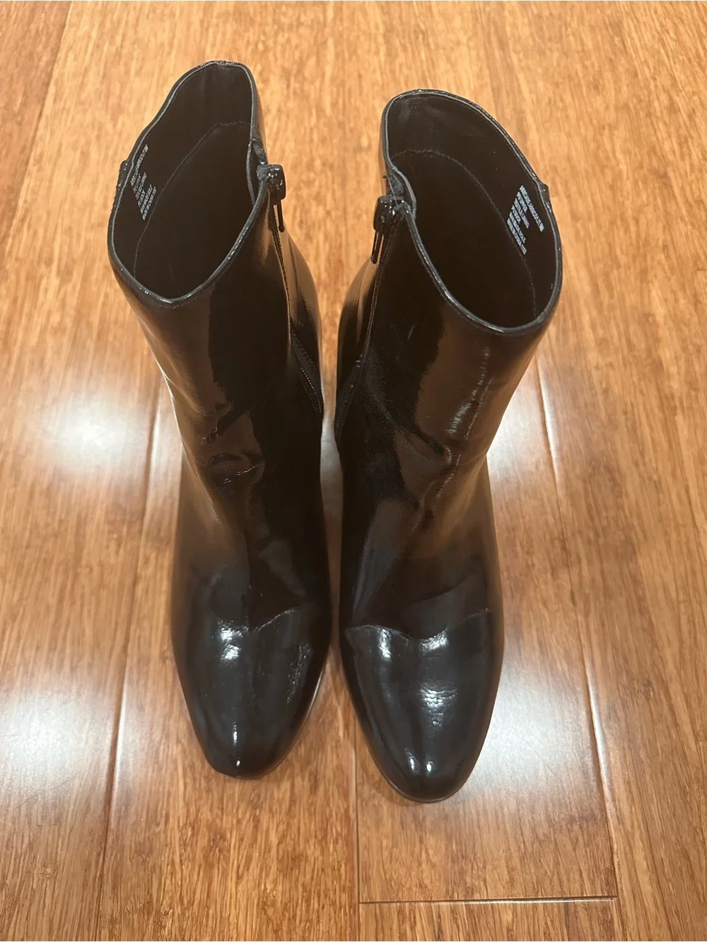 Madden Girl Black Patent Block Heel Ankle Boots